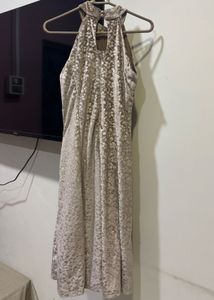 Elegant velvet Halter Neck Dress