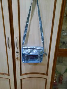 Metallic Blue Satchel Bag