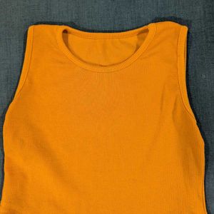New Ribbed Orange Cropped Tank Top