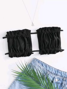 Black Ruched Bikini Top