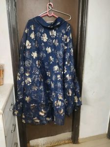Stunning Blue Floral Print Skirt full flared