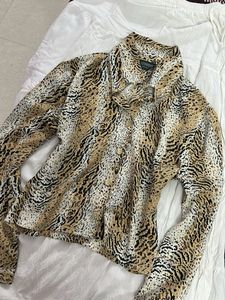 Animal Print Button-Up Blouse