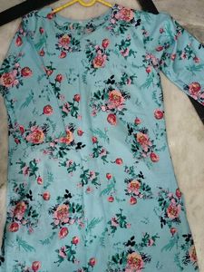 Light Blue Floral Print Kurta