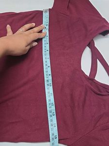 Chic Maroon Long Sleeve Top with Criss-Cross Back