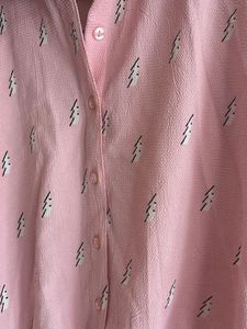 Pink Lightning Bolt Button-Up Top