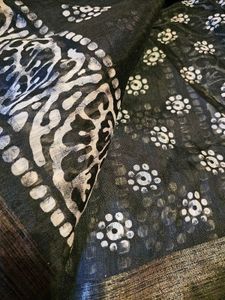 Black &amp; White Batik Linen Saree