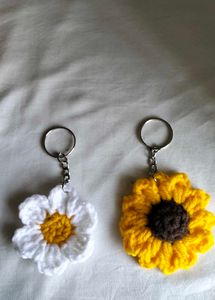 Handmade Crochet Sunflower and Daisy Keychains