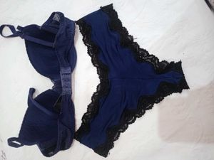 Elegant Blue Lace Bra Set