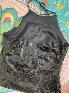Sparkly Black Sequin Halter Top
