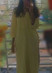 Yellow Embroidered Chikankari Kurti
