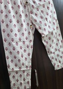 White Printed cotton Pants