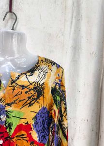 Colorful Abstract Print Button-Up Top