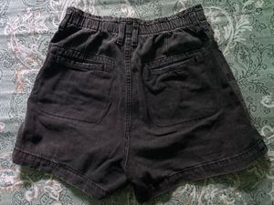 Washed Black Denim Shorts