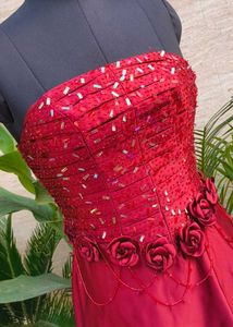 Elegant Red Strapless Gown