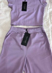 Lavender Crop Top and Pants Set
