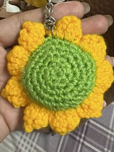 Handmade Crochet Sunflower Keychain