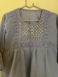 Embellished Grey Tunic Top