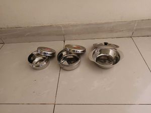 New Unused Set Of 3 Stainless Steel Containers