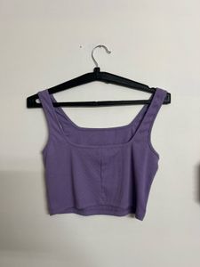 Lavender Ribbed Crop Tank Top