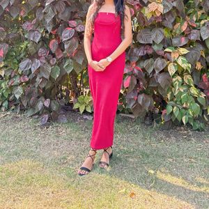 Elegant Red Bodycon Midi Dress