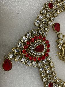 Exquisite Red &amp; White Stone Jewellery Set