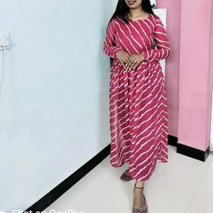 Stunning Pink Leheriya Kurti