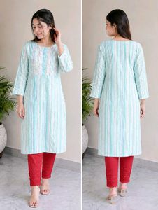Cotton Kurta with Red Pants