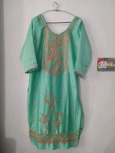 Embroidered Mint Green Kurta Set