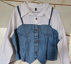 Denim Corset Shirt Top
