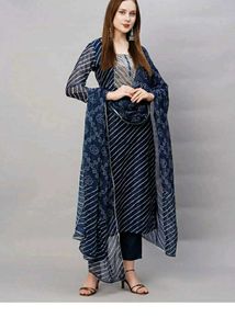 Navy Blue Kurta Set with Dupatta