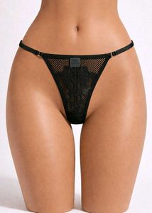 Women Black Mesh Thong Panty