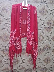 Boho Red Batik Scarf