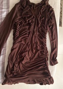 Chic Ruffled Mesh Mini Dress