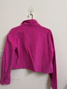 Vibrant Pink Corduroy Cropped Shirt