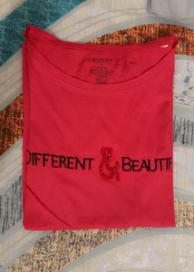 red tshirt eith some beeds