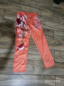 Brand New Branded Satin Silk Orange Printed Co Order Set