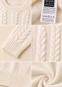 IVORY CABLE KNIT CREWNECK SWEATER