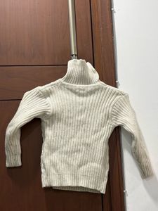 Cream Ribbed Turtleneck Sweater