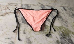 Peach Bikini Bottom with Black Trim