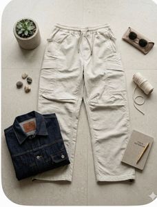 Comfy Beige Utility Cargo Pants - Drawstring Waist