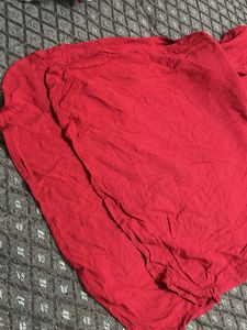 Red Kurta with Gold Buttons