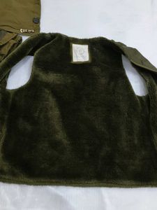 Stylish Olive Green double layer Hooded Jacket
