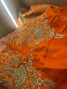 Vibrant Orange Embroidered Anarkali Gown