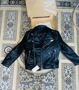 Zara Black Faux Leather Biker Jacket