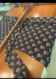 Beautiful Black Floral Print short Kurta