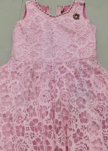 Girls Pink Lace Party Dress
