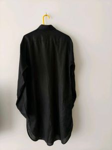 Simple Elegant Jet Black Mens Kurta Shirt