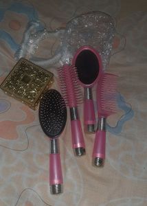 combo Pink  Brush & Comb Set hair cap small j