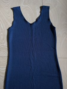 Navy Blue V-Neck Ribbed Dress 💙