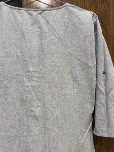 Solid Grey Cotton Kurta